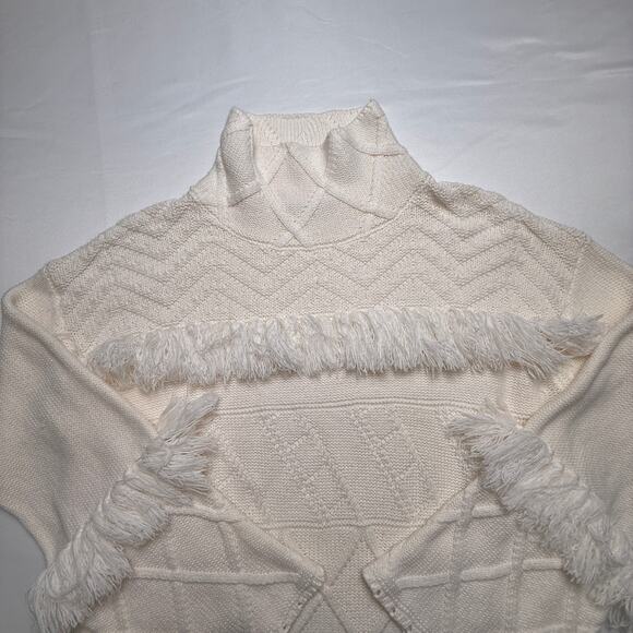 Gianni Bini Fringe Sweater High Neck Cream Color Size M - Picture 3 of 16